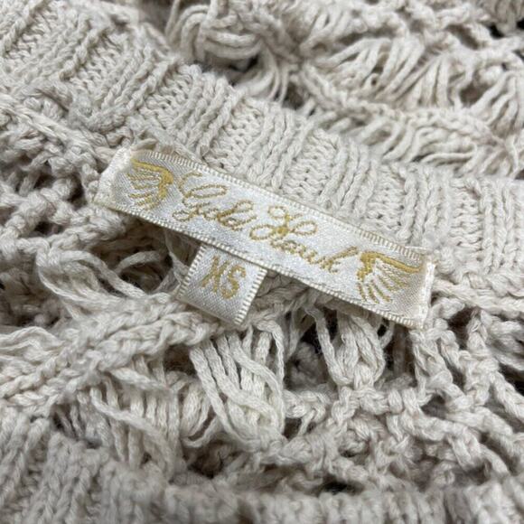 GOLD HAWK SWEATER KNITTED CROCHET OPEN SHOULDER SIZE XS AESTHETIC COTTAGECORE - Picture 7 of 13